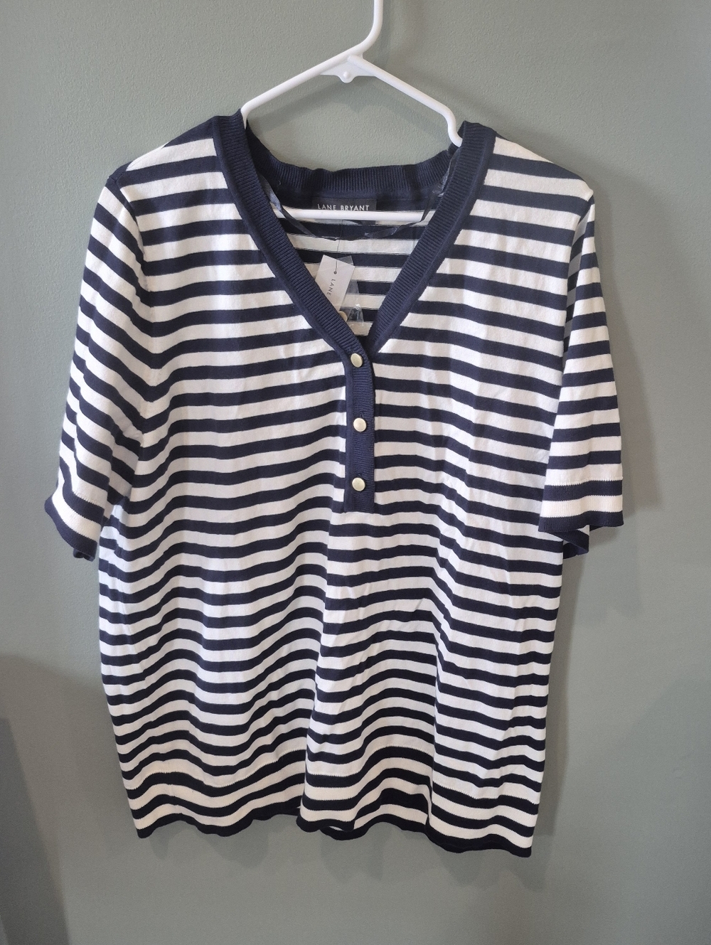 NWT Calvin Klein Navy and White Striped Top Size 22/24